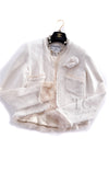 CHANEL 04C Ivory Cotton Frill Tweed Jacket 36 シャネル アイボリー コットン フリル ツイード ジャケット 即発