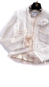 CHANEL 04C Ivory Cotton Frill Tweed Jacket 36 シャネル アイボリー コットン フリル ツイード ジャケット 即発