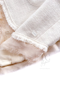 CHANEL 04C Ivory Cotton Frill Tweed Jacket 36 シャネル アイボリー コットン フリル ツイード ジャケット 即発