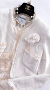 CHANEL 04C Ivory Cotton Frill Tweed Jacket 36 シャネル アイボリー コットン フリル ツイード ジャケット 即発