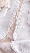 CHANEL 04C Ivory Cotton Frill Tweed Jacket 36 シャネル アイボリー コットン フリル ツイード ジャケット 即発