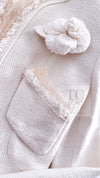 CHANEL 04C Ivory Cotton Frill Tweed Jacket 36 シャネル アイボリー コットン フリル ツイード ジャケット 即発