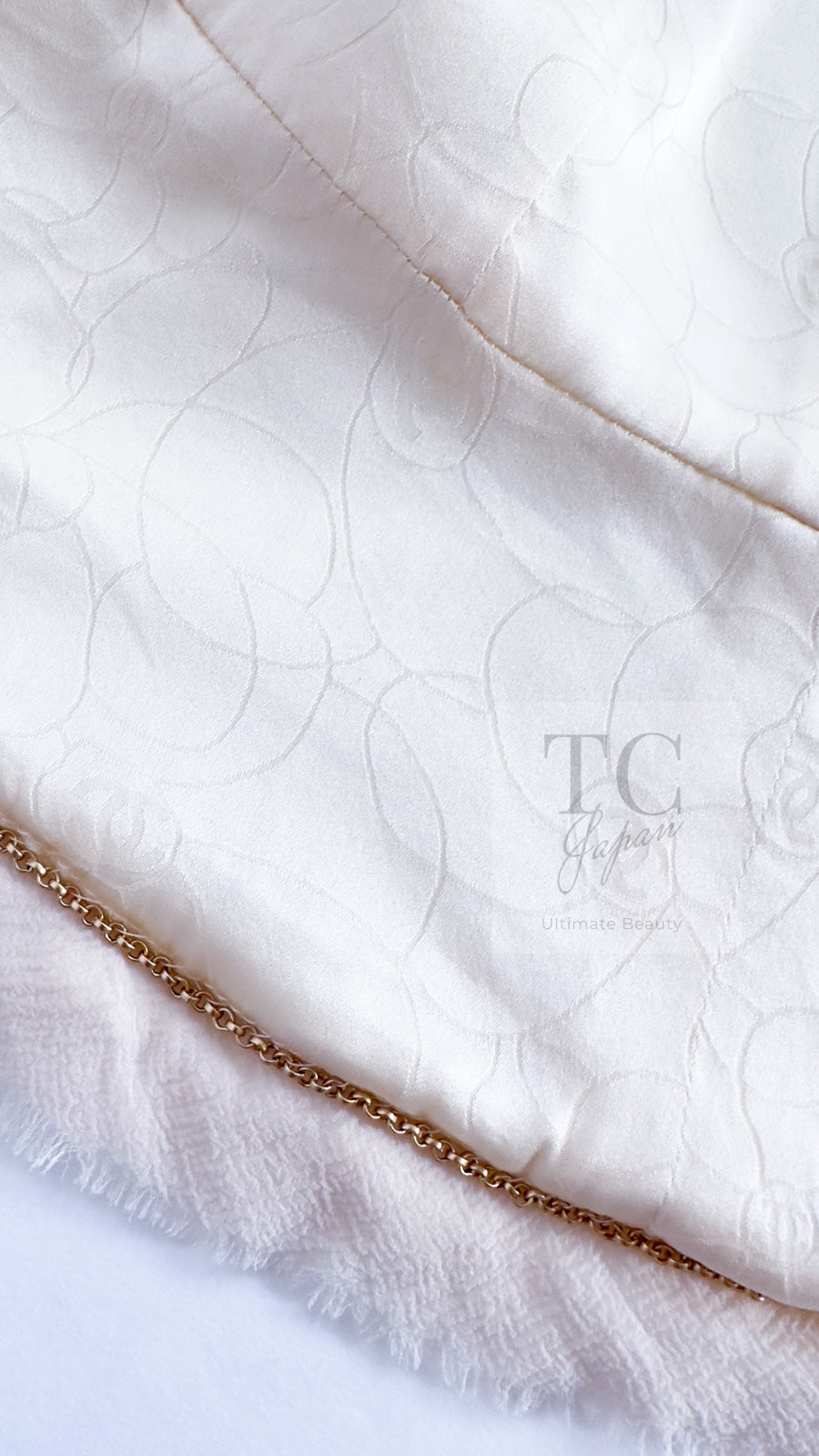 CHANEL 04C Ivory Cotton Frill Tweed Jacket 36 シャネル アイボリー コットン フリル ツイード ジャケット 即発