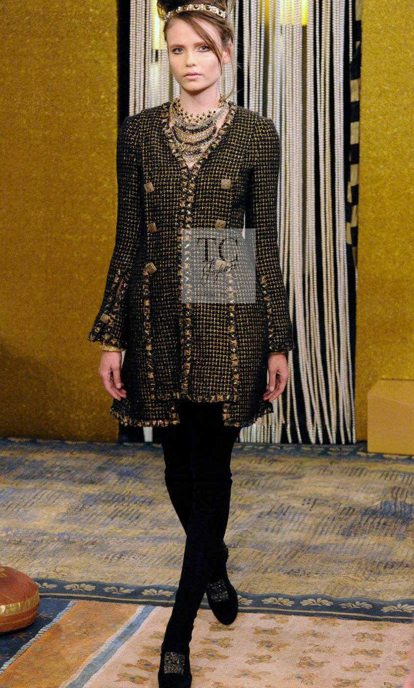 CHANEL 11PF Black Metallic Gold Wood Tweed Jacket 38 シャネル ブラック メタリック ゴールド ウール ツイード ジャケット 即発