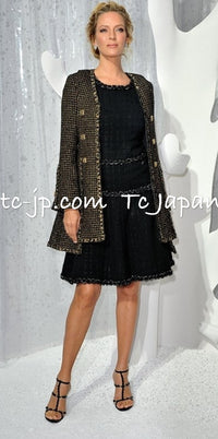 CHANEL 11PF Black Metallic Gold Wood Tweed Jacket 38 シャネル ブラック メタリック ゴールド ウール ツイード ジャケット 即発
