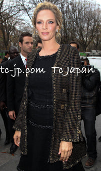 CHANEL 11PF Black Metallic Gold Wood Tweed Jacket 38 シャネル ブラック メタリック ゴールド ウール ツイード ジャケット 即発