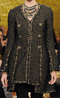 CHANEL 11PF Black Metallic Gold Wood Tweed Jacket 38 シャネル ブラック メタリック ゴールド ウール ツイード ジャケット 即発