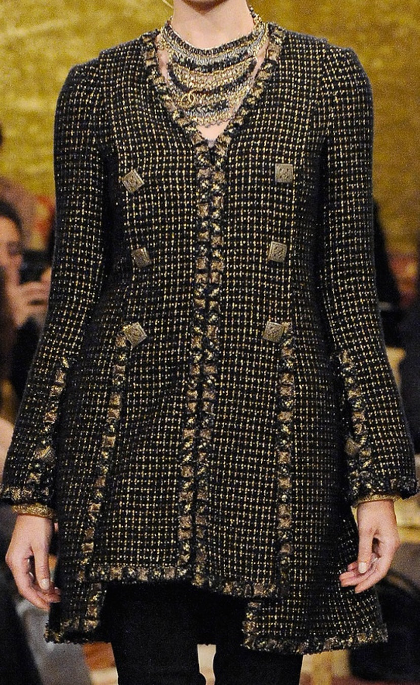 CHANEL 11PF Black Metallic Gold Wood Tweed Jacket 38 シャネル ブラック メタリック ゴールド ウール ツイード ジャケット 即発