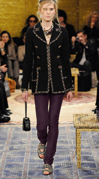 CHANEL 11PF Black Metallic Gold Wood Tweed Jacket 38 シャネル ブラック メタリック ゴールド ウール ツイード ジャケット 即発
