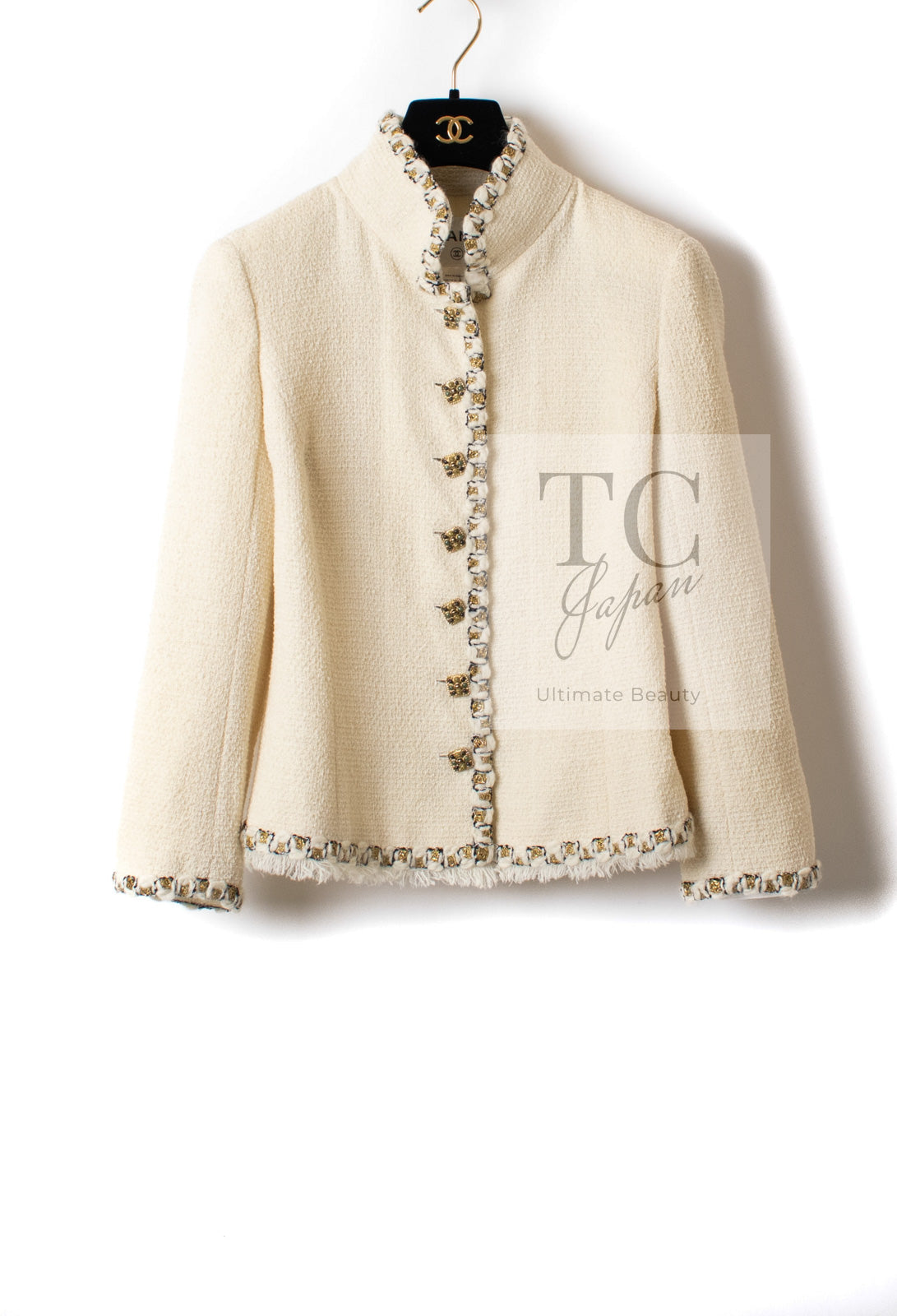 CHANEL 11PF Creme Ivory Gold Gripoix Buttons Wool Jacket Cameron Diaz 34 36 シャネル クリーム アイボリー ゴールド グリポア宝石ボタン ウール ジャケット キャメロン ディアス 即発