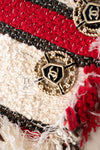 CHANEL 08S White Red Silk Cotton Stripe Border Jacket 50 シャネル ホワイト レッド シルク コットン ストライプ ボーダー ジャケット 即発