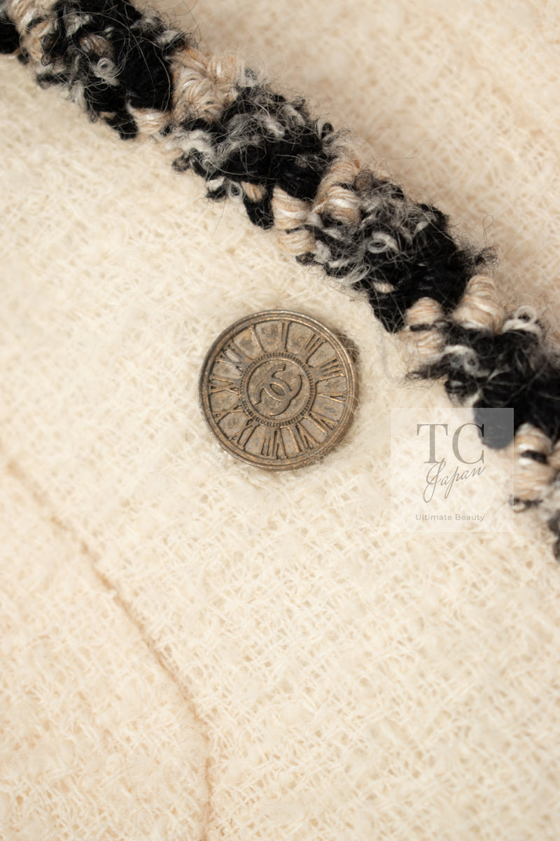 CHANEL 06A Ivory Black Trimming Wool Tweed Jacket 36 38 シャネル アイボリー ブラック トリミング ウール ツイード ジャケット 即発