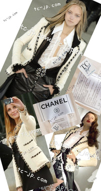 CHANEL 06A Ivory Black Trimming Wool Tweed Jacket 36 シャネル アイボリー ブラック トリミング ウール ツイード ジャケット 即発