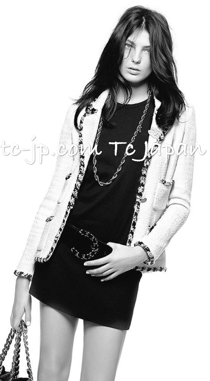 CHANEL 06A Ivory Black Trimming Wool Tweed Jacket 36 シャネル アイボリー ブラック トリミング ウール ツイード ジャケット 即発