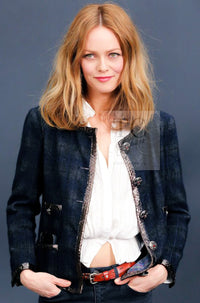 CHANEL 13PF Gray Black Brown Wool Python Trim Jacket 38 シャネル ネイビー グレー ブラック ブラウン ウール パイソン トリミング ジャケット 即発