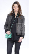 CHANEL 13PF Gray Black Brown Wool Python Trim Jacket 38 シャネル ネイビー グレー ブラック ブラウン ウール パイソン トリミング ジャケット 即発