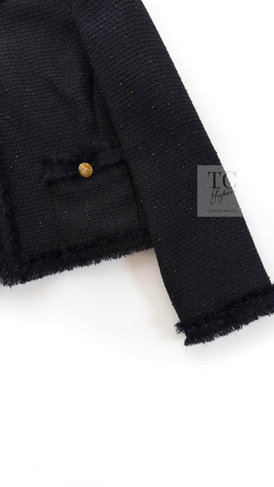 CHANEL 11C Black Amber Beads Wool Cropped Jacket 40 シャネル ブラック アンバー ビーズ ウール クロップ ジャケット 即発