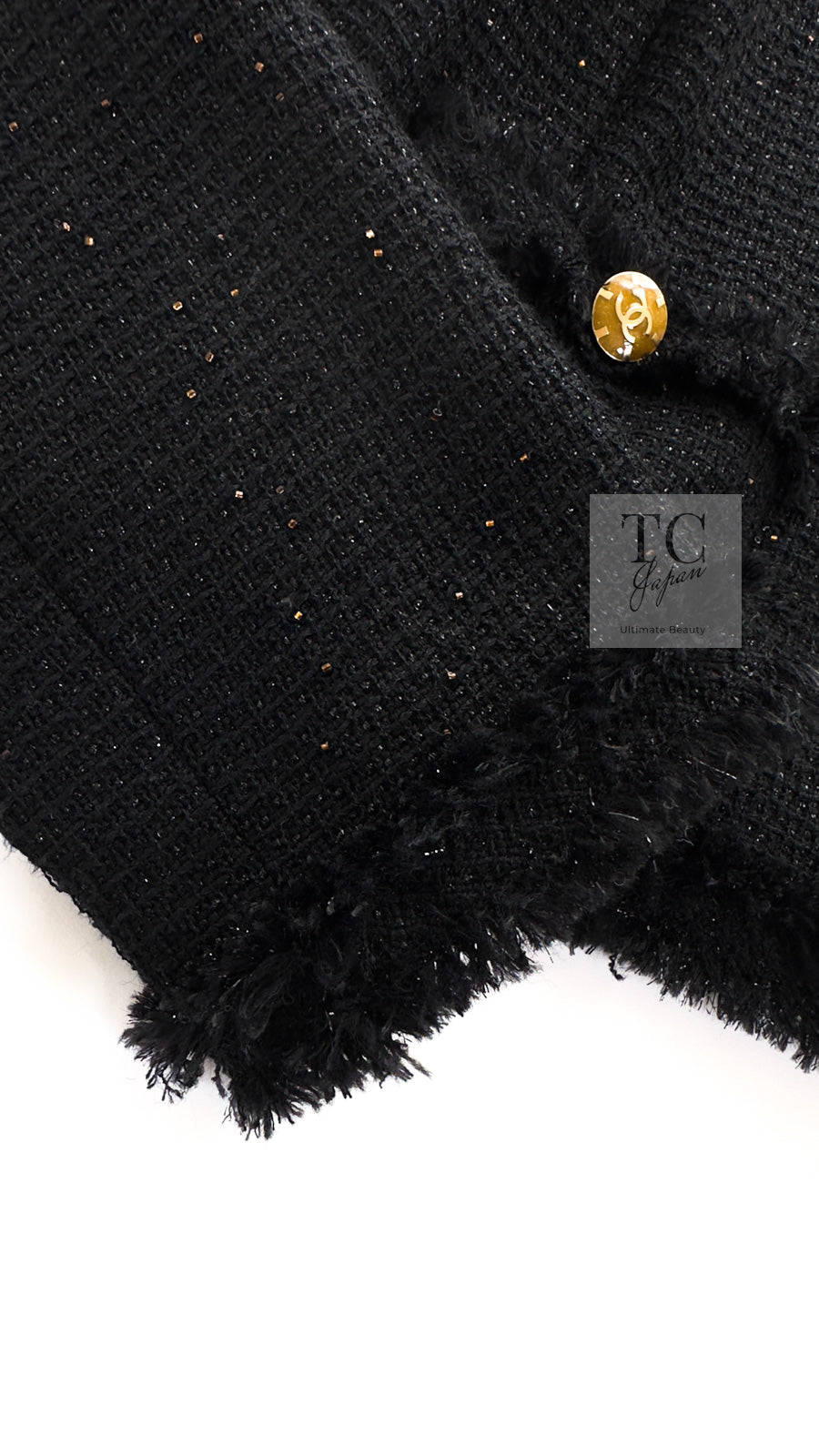 CHANEL 11C Black Amber Beads Wool Cropped Jacket 40 シャネル ブラック アンバー ビーズ ウール クロップ ジャケット 即発