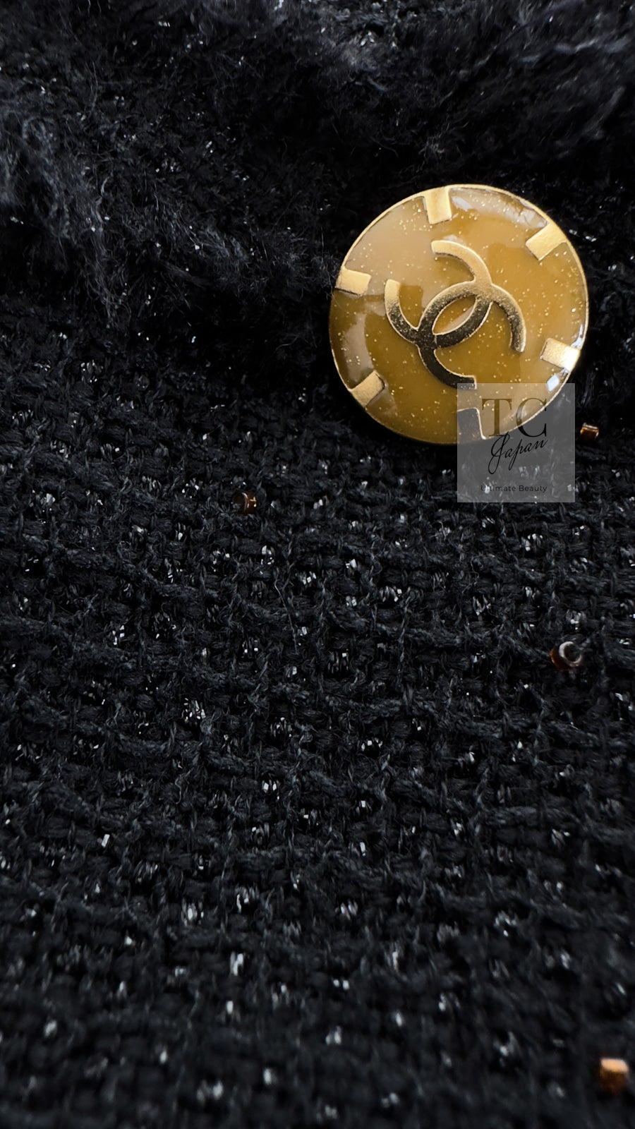 CHANEL 11C Black Amber Beads Wool Cropped Jacket 40 シャネル ブラック アンバー ビーズ ウール クロップ ジャケット 即発