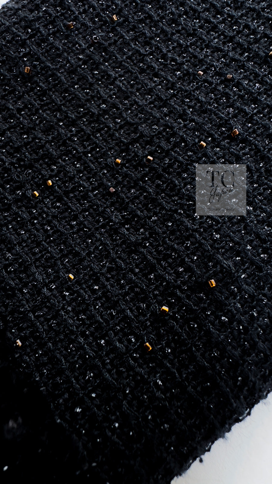 CHANEL 11C Black Amber Beads Wool Cropped Jacket 40 シャネル ブラック アンバー ビーズ ウール クロップ ジャケット 即発