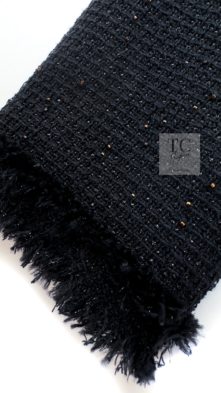 CHANEL 11C Black Amber Beads Wool Cropped Jacket 40 シャネル ブラック アンバー ビーズ ウール クロップ ジャケット 即発