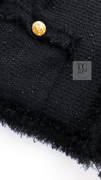 CHANEL 11C Black Amber Beads Wool Cropped Jacket 40 シャネル ブラック アンバー ビーズ ウール クロップ ジャケット 即発