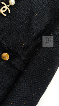 CHANEL 11C Black Amber Beads Wool Cropped Jacket 40 シャネル ブラック アンバー ビーズ ウール クロップ ジャケット 即発