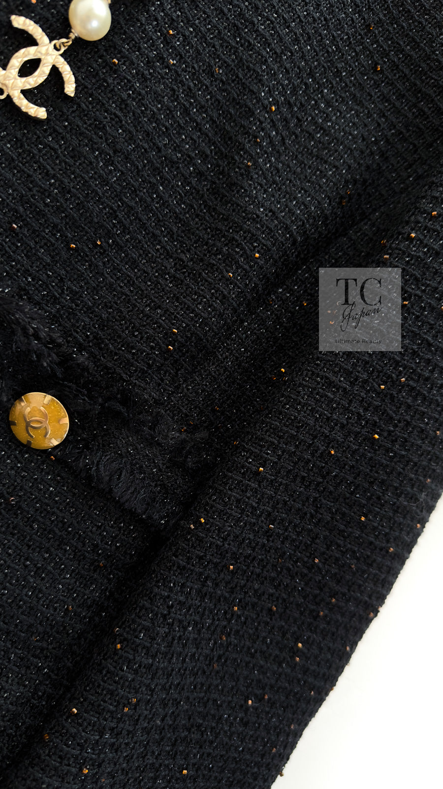 CHANEL 11C Black Amber Beads Wool Cropped Jacket 40 シャネル ブラック アンバー ビーズ ウール クロップ ジャケット 即発