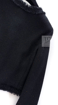 CHANEL 11C Black Amber Beads Wool Cropped Jacket 40 シャネル ブラック アンバー ビーズ ウール クロップ ジャケット 即発