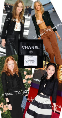 CHANEL 11C Black Amber Beads Wool Cropped Jacket 40 シャネル ブラック アンバー ビーズ ウール クロップ ジャケット 即発