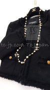 CHANEL 11C Black Amber Beads Wool Cropped Jacket 36 シャネル ブラック アンバー ビーズ ウール クロップ ジャケット 即発