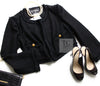 CHANEL 11C Black Amber Beads Wool Cropped Jacket 36 シャネル ブラック アンバー ビーズ ウール クロップ ジャケット 即発