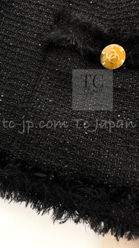 CHANEL 11C Black Amber Beads Wool Cropped Jacket 36 シャネル ブラック アンバー ビーズ ウール クロップ ジャケット 即発