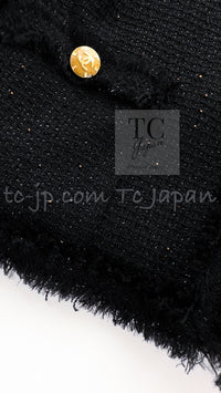 CHANEL 11C Black Amber Beads Wool Cropped Jacket 36 シャネル ブラック アンバー ビーズ ウール クロップ ジャケット 即発