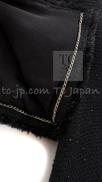 CHANEL 11C Black Amber Beads Wool Cropped Jacket 36 シャネル ブラック アンバー ビーズ ウール クロップ ジャケット 即発