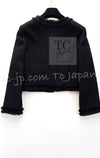 CHANEL 11C Black Amber Beads Wool Cropped Jacket 36 シャネル ブラック アンバー ビーズ ウール クロップ ジャケット 即発