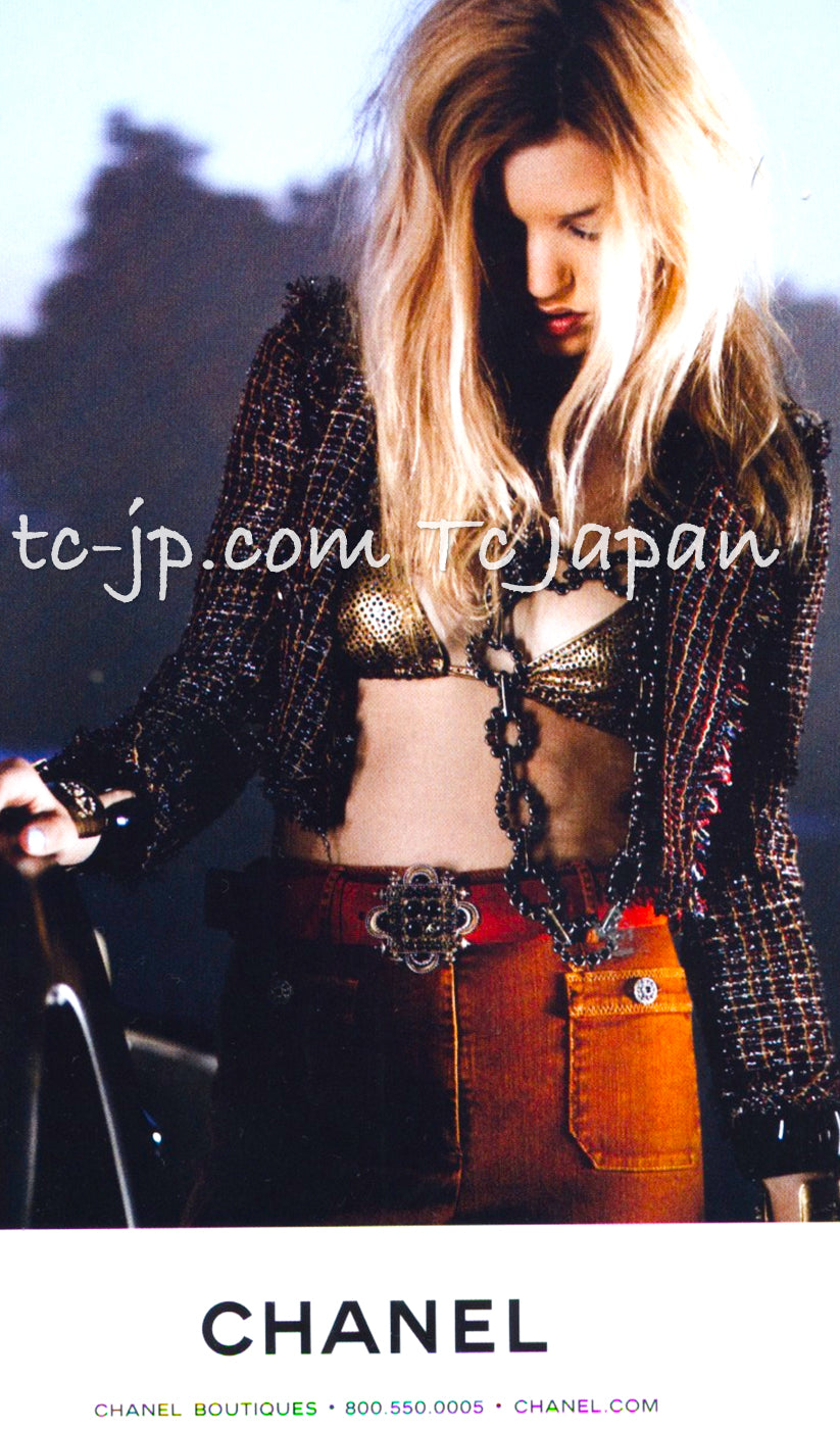 CHANEL 11C Black Amber Beads Wool Cropped Jacket 40 シャネル ブラック アンバー ビーズ ウール クロップ ジャケット 即発