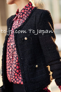 CHANEL 11C Black Amber Beads Wool Cropped Jacket 40 シャネル ブラック アンバー ビーズ ウール クロップ ジャケット 即発