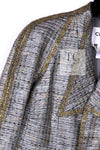 CHANEL 11S Silver Gray Yellow Rhinestone Trim Jacket 40 シャネル シルバー グレー イエロー 豪華 ラインストーン トリム ジャケット 即発