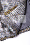 CHANEL 11S Silver Gray Yellow Rhinestone Trim Jacket 40 シャネル シルバー グレー イエロー 豪華 ラインストーン トリム ジャケット 即発