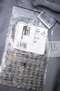 CHANEL 11S Silver Gray Yellow Rhinestone Trim Jacket 40 シャネル シルバー グレー イエロー 豪華 ラインストーン トリム ジャケット 即発