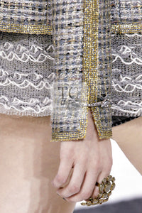CHANEL 11S grey yellow silver trim crystal women's jacket / シャネル レディース グレー イエロー シルバー トリム クリスタル ジャケット