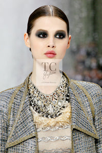 CHANEL 11S grey yellow silver trim crystal women's jacket / シャネル レディース グレー イエロー シルバー トリム クリスタル ジャケット