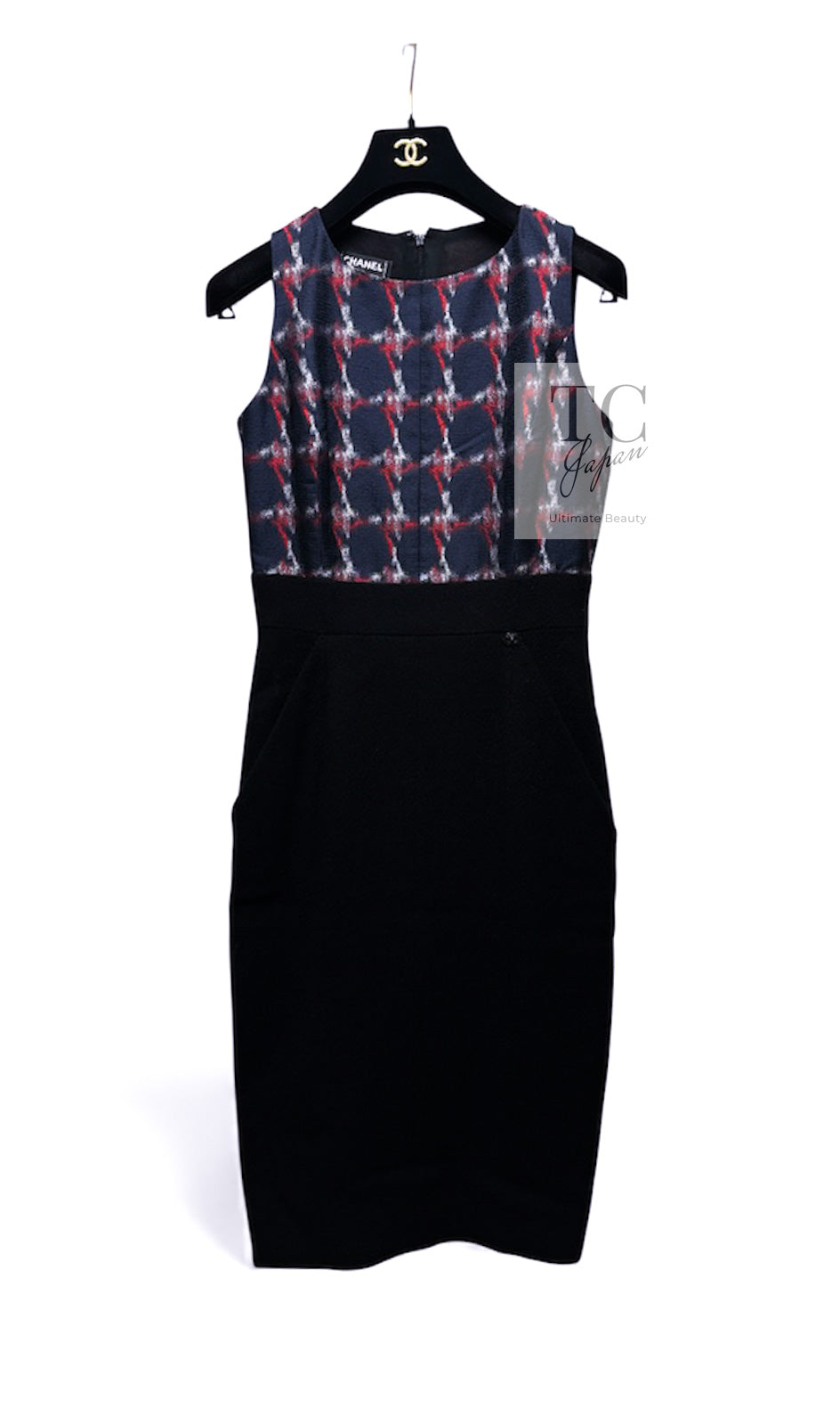 CHANEL 08A Black Fringe Wool Tweed Jacket Coat Dress 34 シャネル ブラック フリンジ ウール ツイード ジャケット コート ワンピース 即発