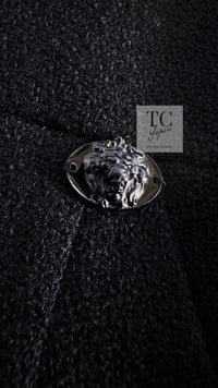 CHANEL 08A Black Fringe Wool Tweed Jacket Coat Dress 34 シャネル ブラック フリンジ ウール ツイード ジャケット コート ワンピース 即発