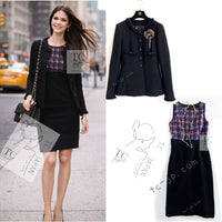 CHANEL 08A Black Fringe Wool Tweed Jacket Coat Dress 34 シャネル ブラック フリンジ ウール ツイード ジャケット コート ワンピース 即発