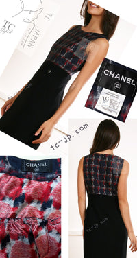 CHANEL 08A Black Fringe Wool Tweed Jacket Coat Dress 34 シャネル ブラック フリンジ ウール ツイード ジャケット コート ワンピース 即発