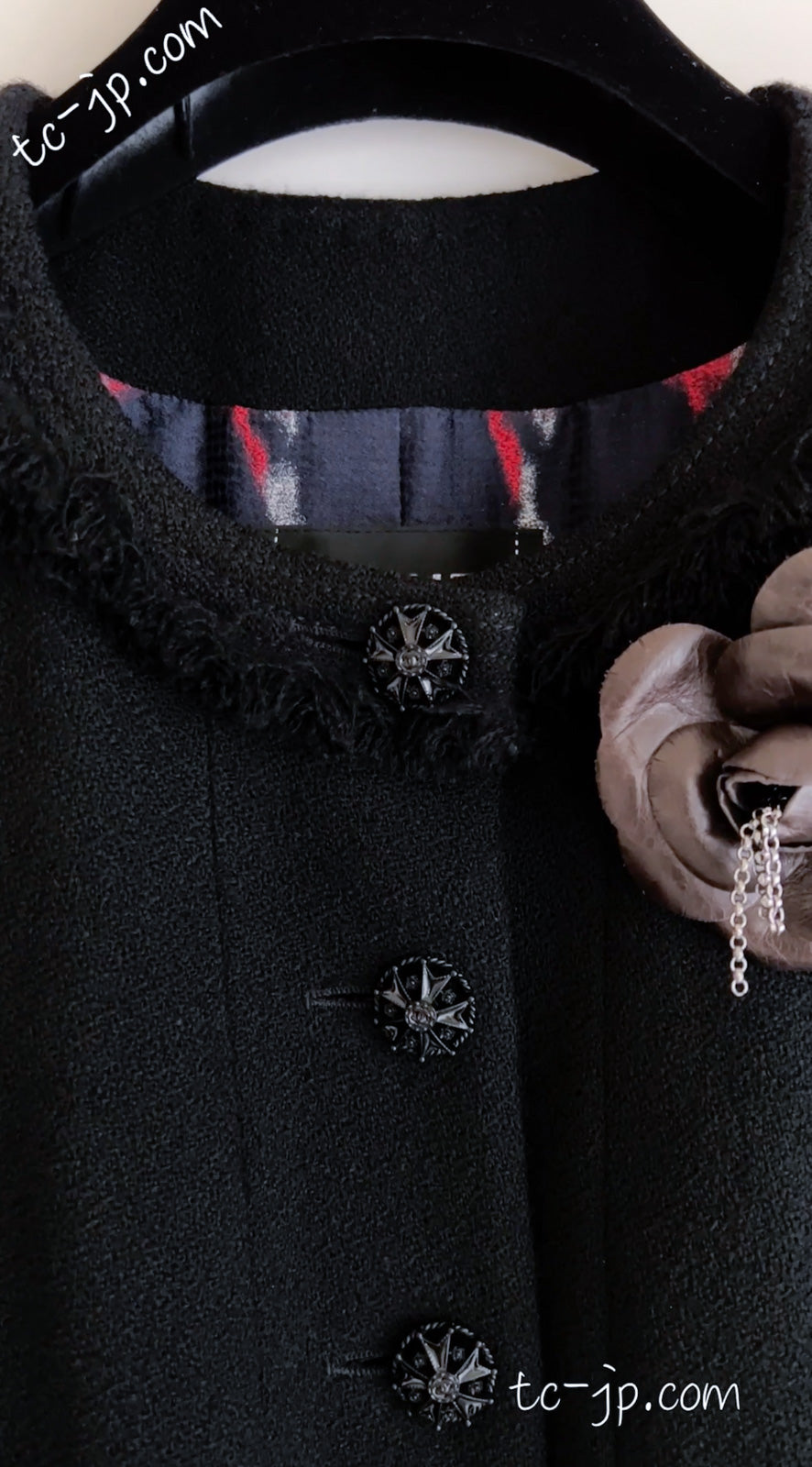 CHANEL 08A Black Fringe Wool Tweed Jacket Coat Dress 34 シャネル ブラック フリンジ ウール ツイード ジャケット コート ワンピース 即発