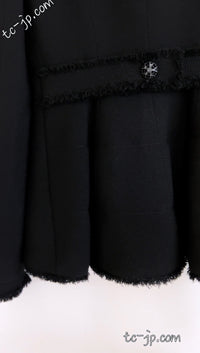 CHANEL 08A Black Fringe Wool Tweed Jacket Coat Dress 34 シャネル ブラック フリンジ ウール ツイード ジャケット コート ワンピース 即発