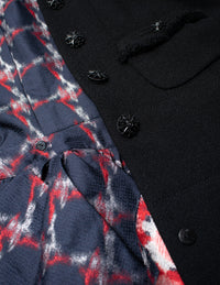 CHANEL 08A Black Fringe Wool Tweed Jacket Coat Dress 34 シャネル ブラック フリンジ ウール ツイード ジャケット コート ワンピース 即発